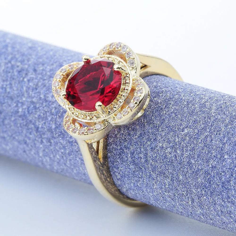 Copper fruit-shaped ring with zircon detailing in colour 10-6-1395, sizes 7-9