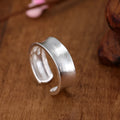 Adjustable opening geometric frosted sterling silver ring with Korean design