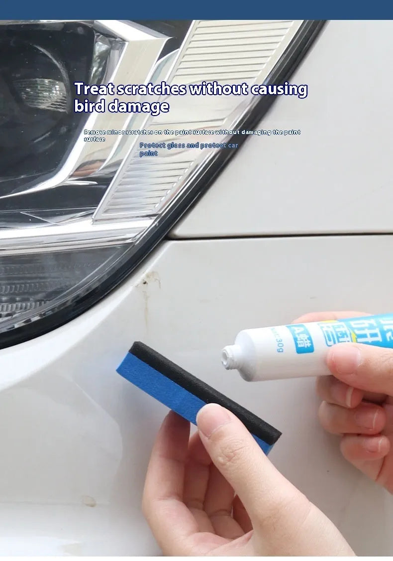 Car repair wax kit containing A and B compounds with frosted sponge mop for scratch removal and paint polishing