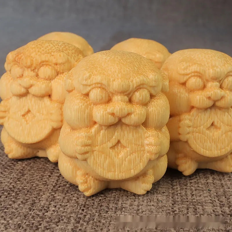 Solid bamboo carving ornament traditional handmade cash-free decorative figurine 4.5cm height