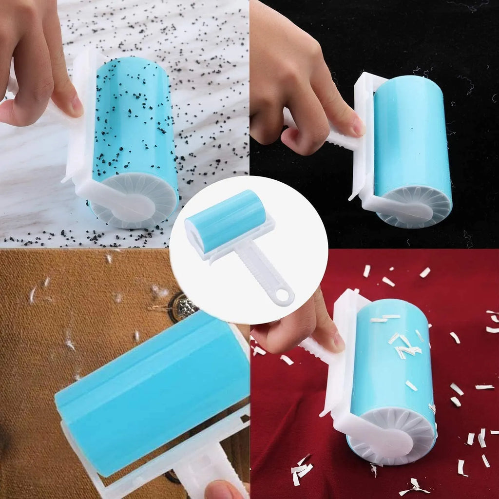 Washable reusable lint roller with protective cover for pet hair removal