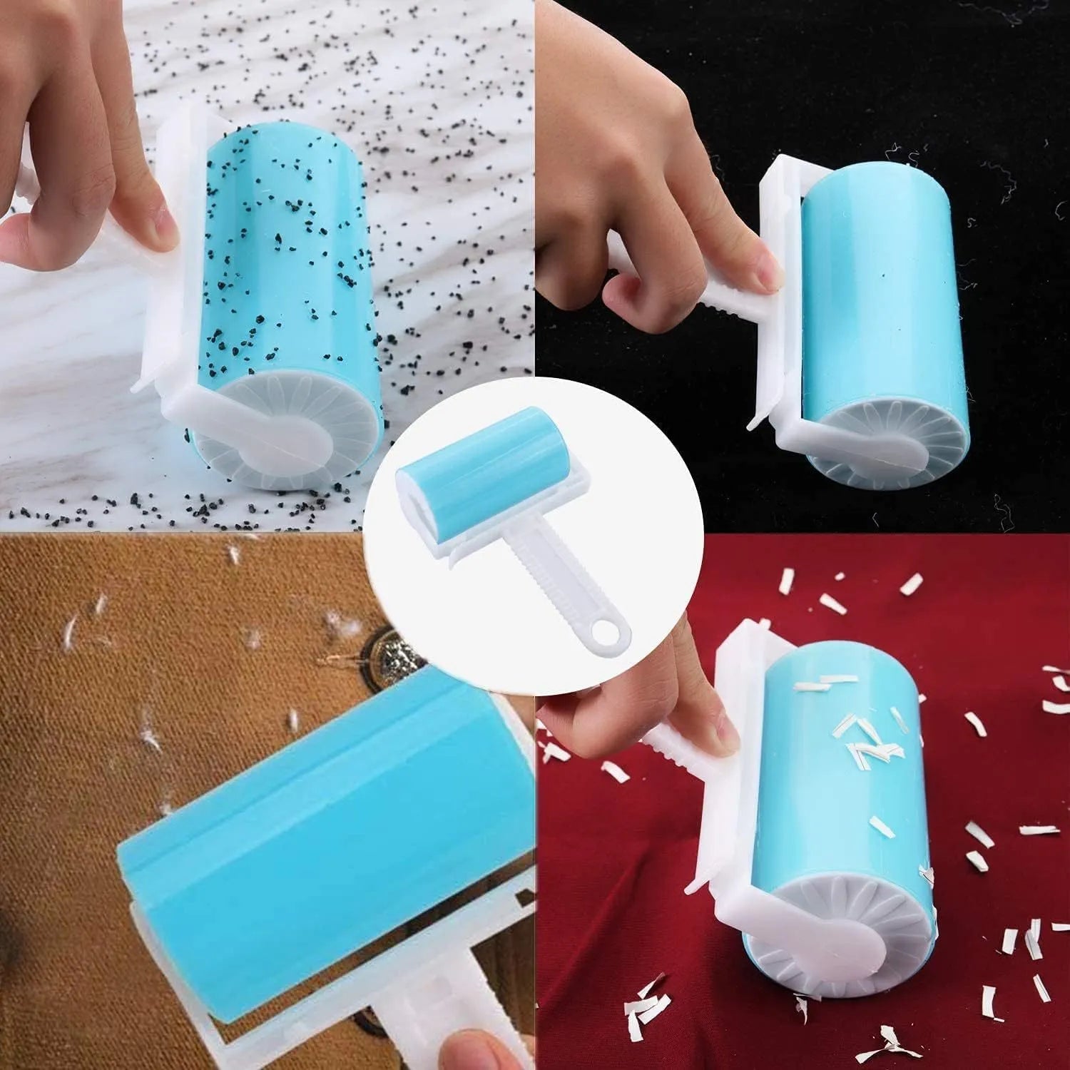 Washable reusable lint roller with protective cover for pet hair removal