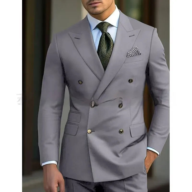 Men's light business two-piece suit set in a regular fit, shown in one of five available colours.
