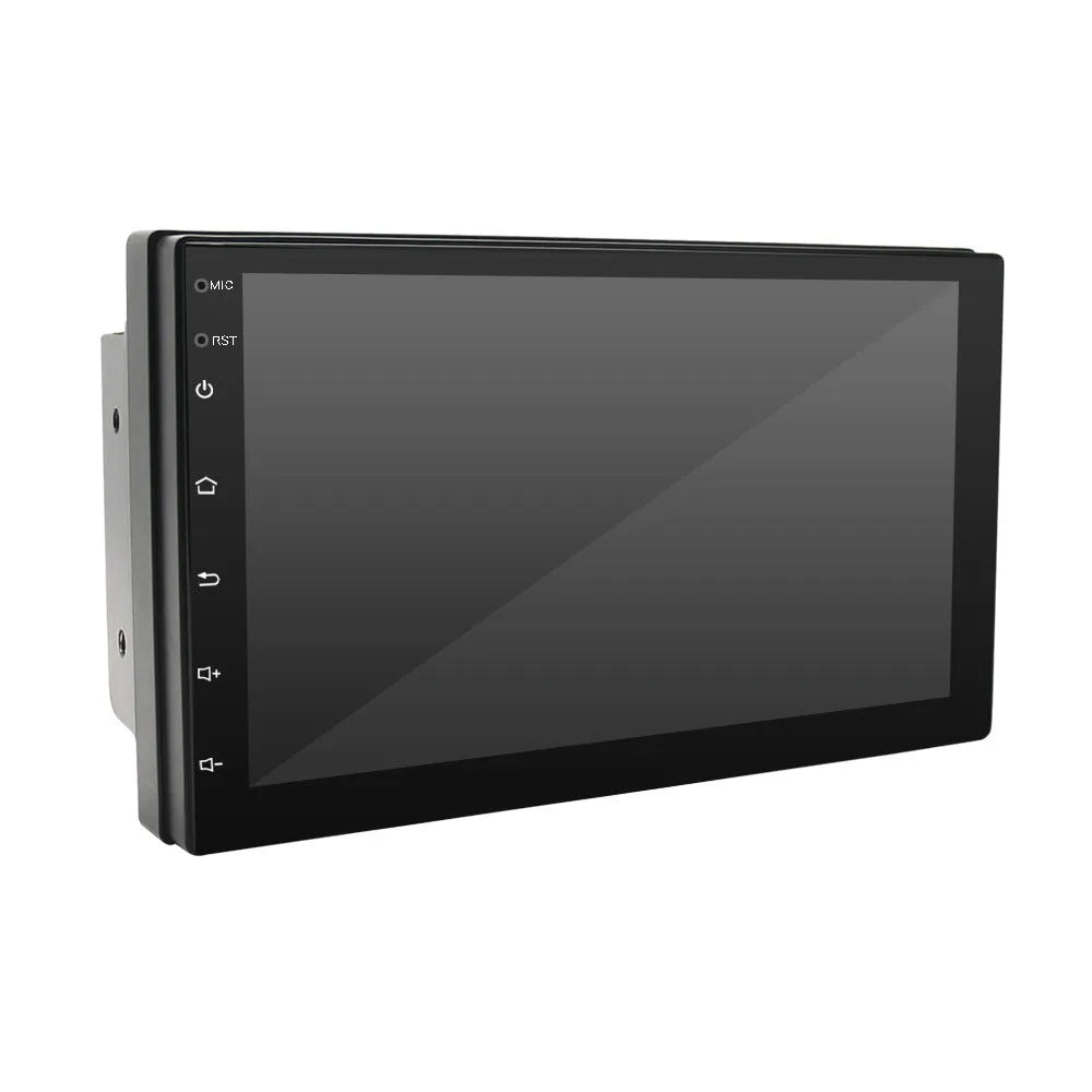 Black universal car MP5 navigation player with 7-inch screen for CarPlay and GPS.