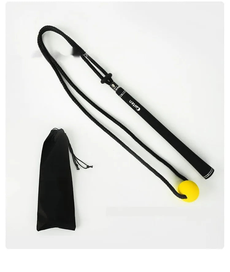 Black golf swing practice rope trainer with silicone elastic string for physical correction training