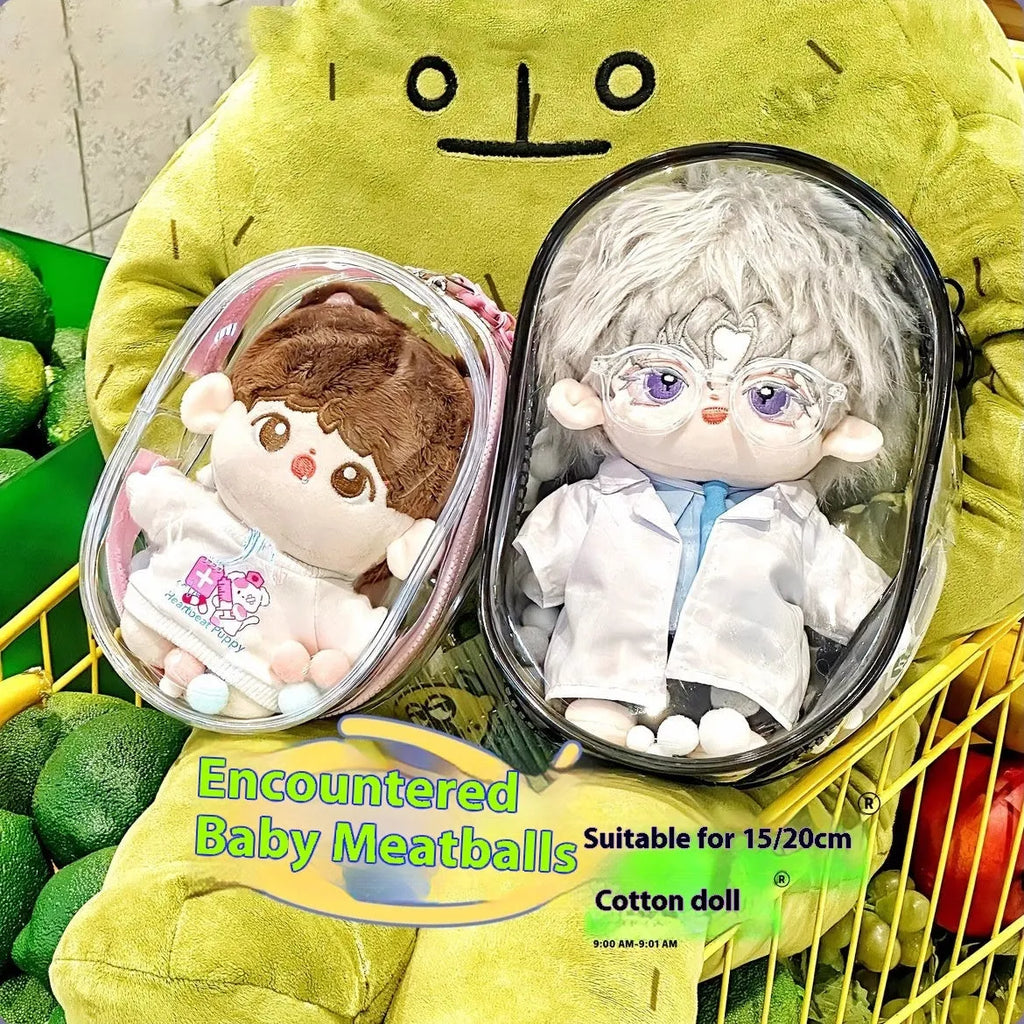 PVC cube storage bag with keychain for cotton doll drying protection in various colours