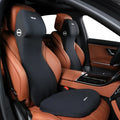 Automotive memory foam cushion and headrest lumbar support set in multiple colours