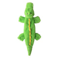 Green crocodile plush dog toy with no-stuffing design for aggressive chewers