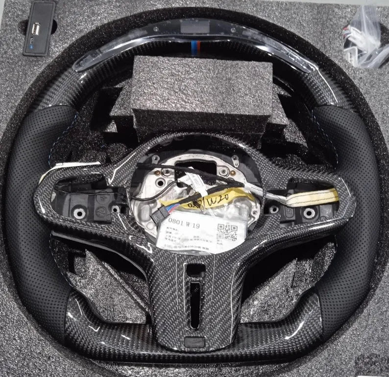 Black carbon fibre LED steering wheel for BMW X3 X5 2019 530i M Sport Package