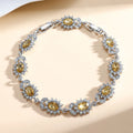 Simple women's bracelet with inlaid zircon stone on an adjustable electroplated alloy band.