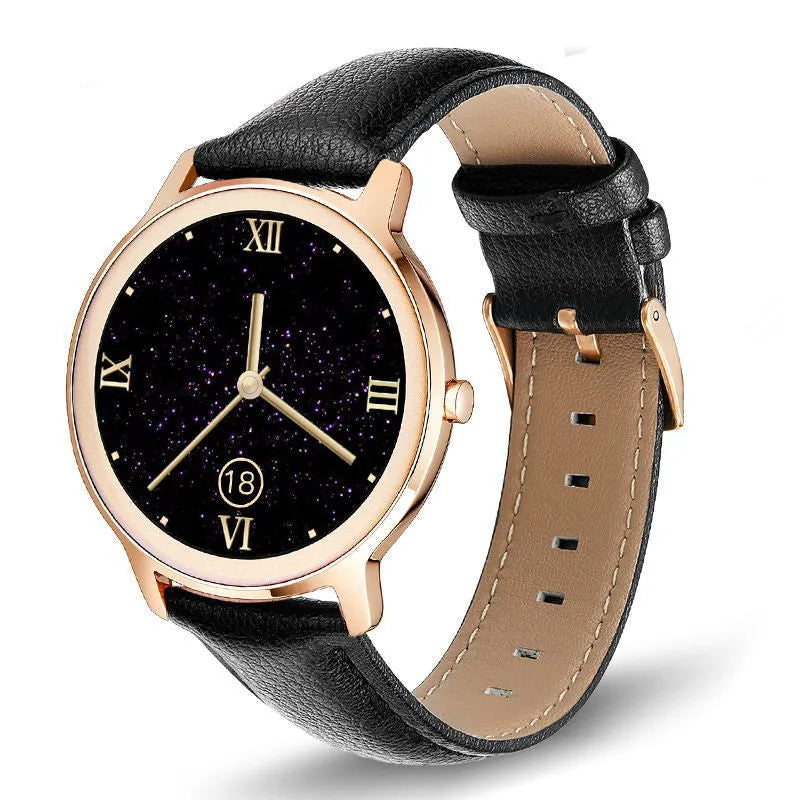 Women's Bluetooth smart watch with stainless steel wristband and 1.3 inch touch screen display