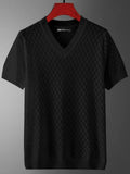 Men's Korean style V-neck cut-out t-shirt in black and white colour options