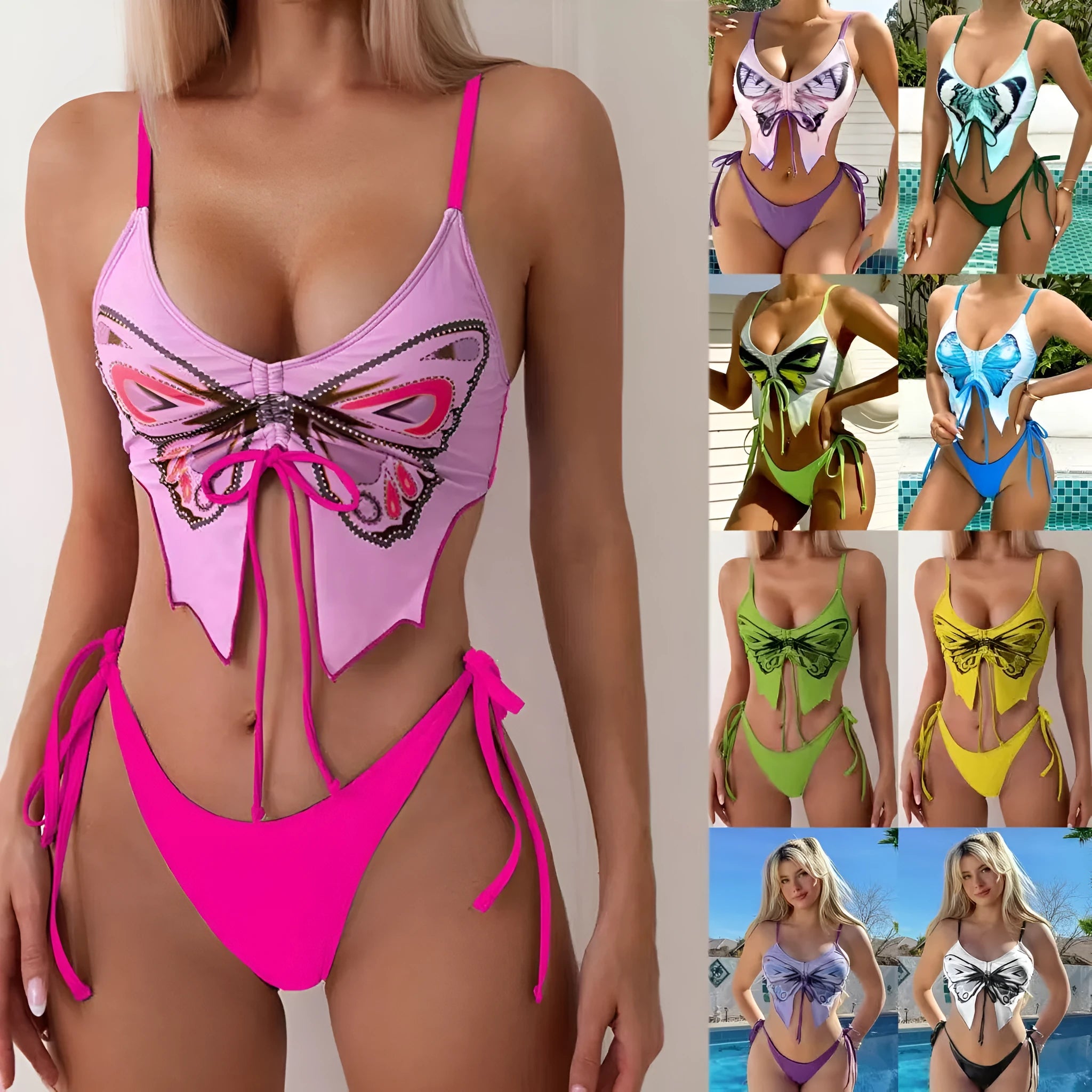 Women's purple bikini swimsuit with sleeveless top and briefs on a mannequin.