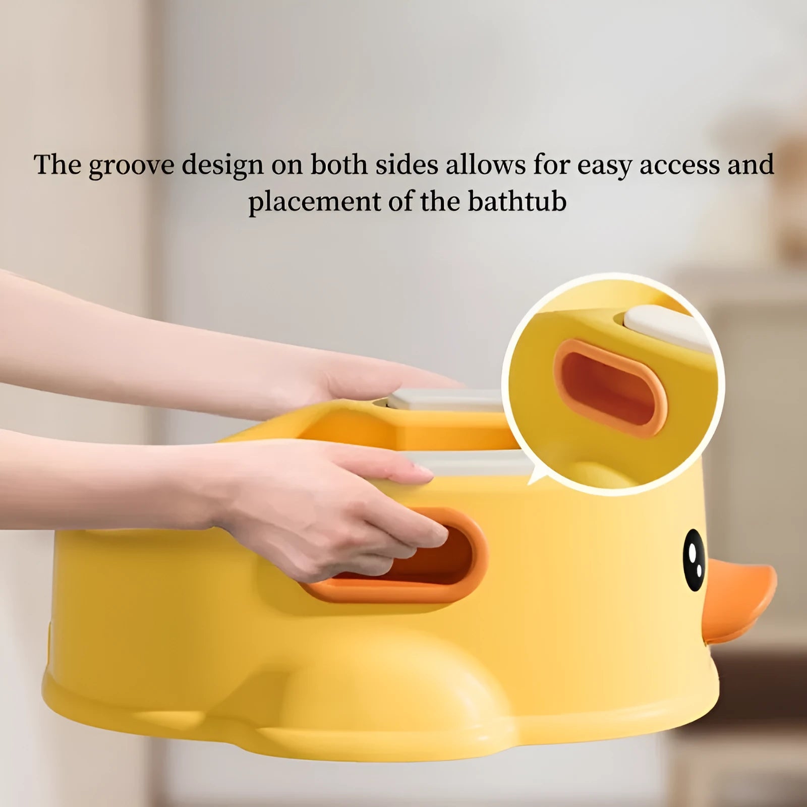 Blue duck-shaped PVC bathtub for washing dogs and cats on a flat surface.