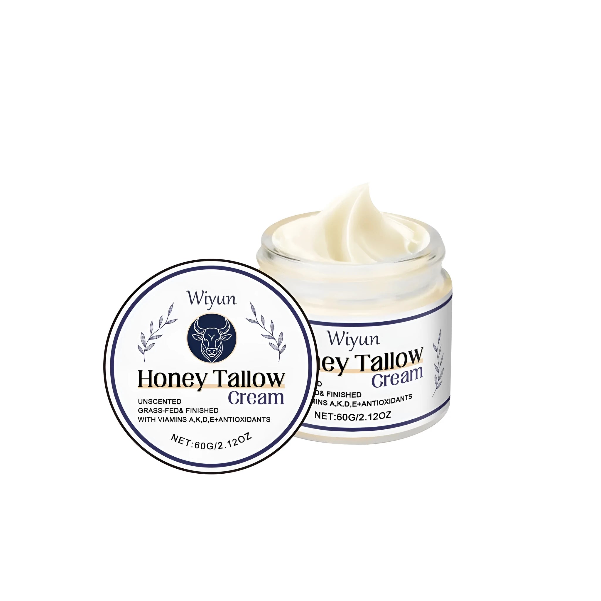 60g jar of cow fat moisturising cream with honey and vitamins