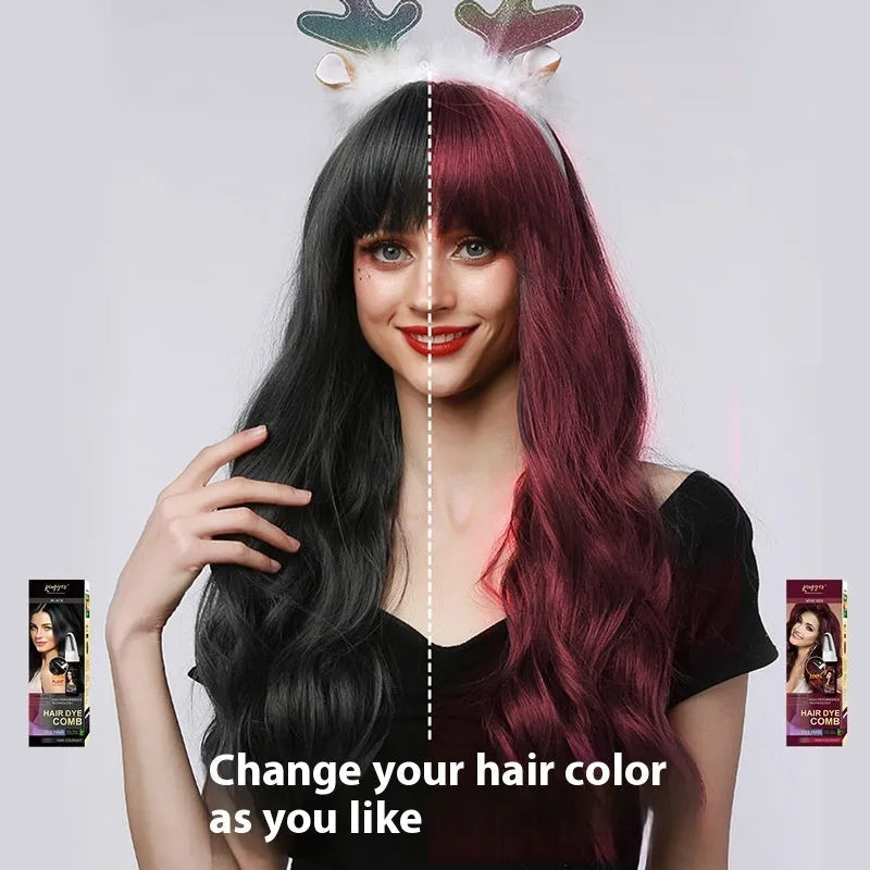 200ml bottle of hair dye in a choice of brown, wine red, or dark brown shade.