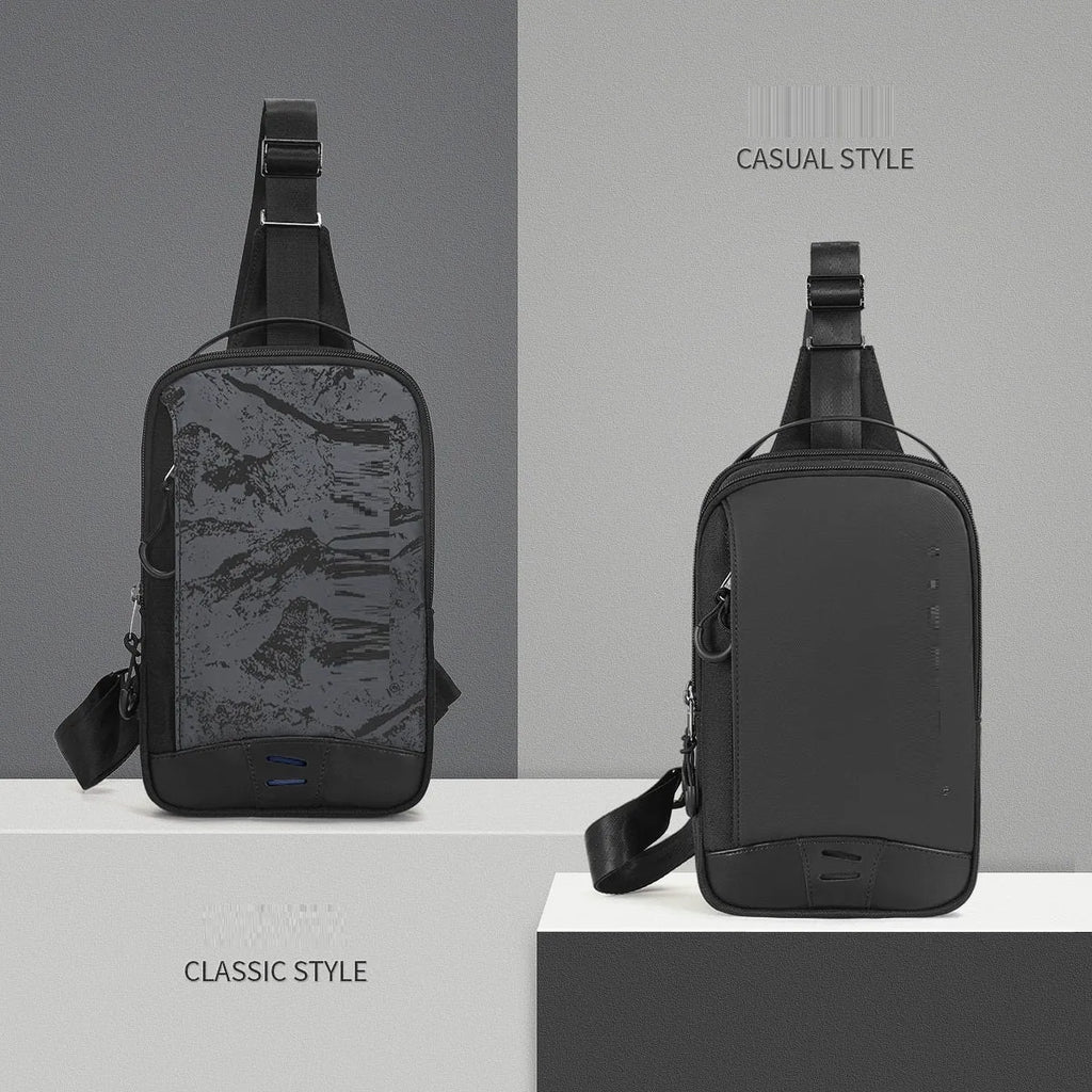 Casual black TPU camouflage chest bag with single shoulder strap and soft handle