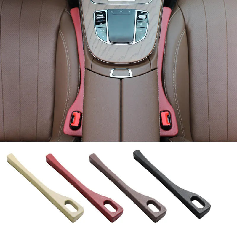 Flexible polyurethane car seat gap strips in multiple colours preventing items falling between seats