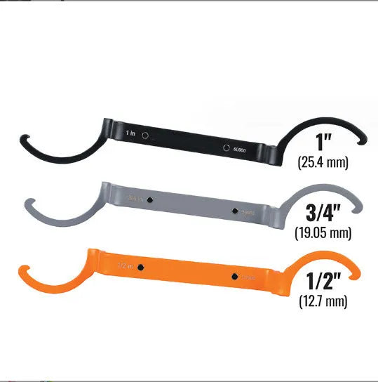 Orange, grey, and black magnetic suction locking wrenches from the H251 three-piece set laid out on a surface.