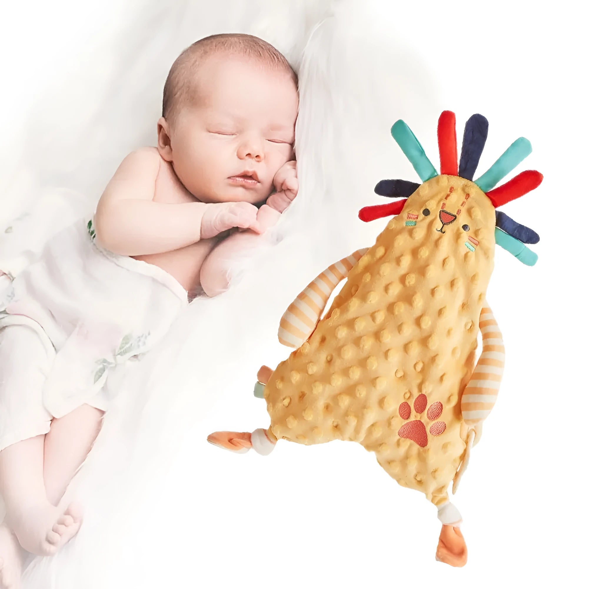 Baby comfort towel doll with bunny ears, 40cm short plush, PP cotton filling, in rabbit colour option