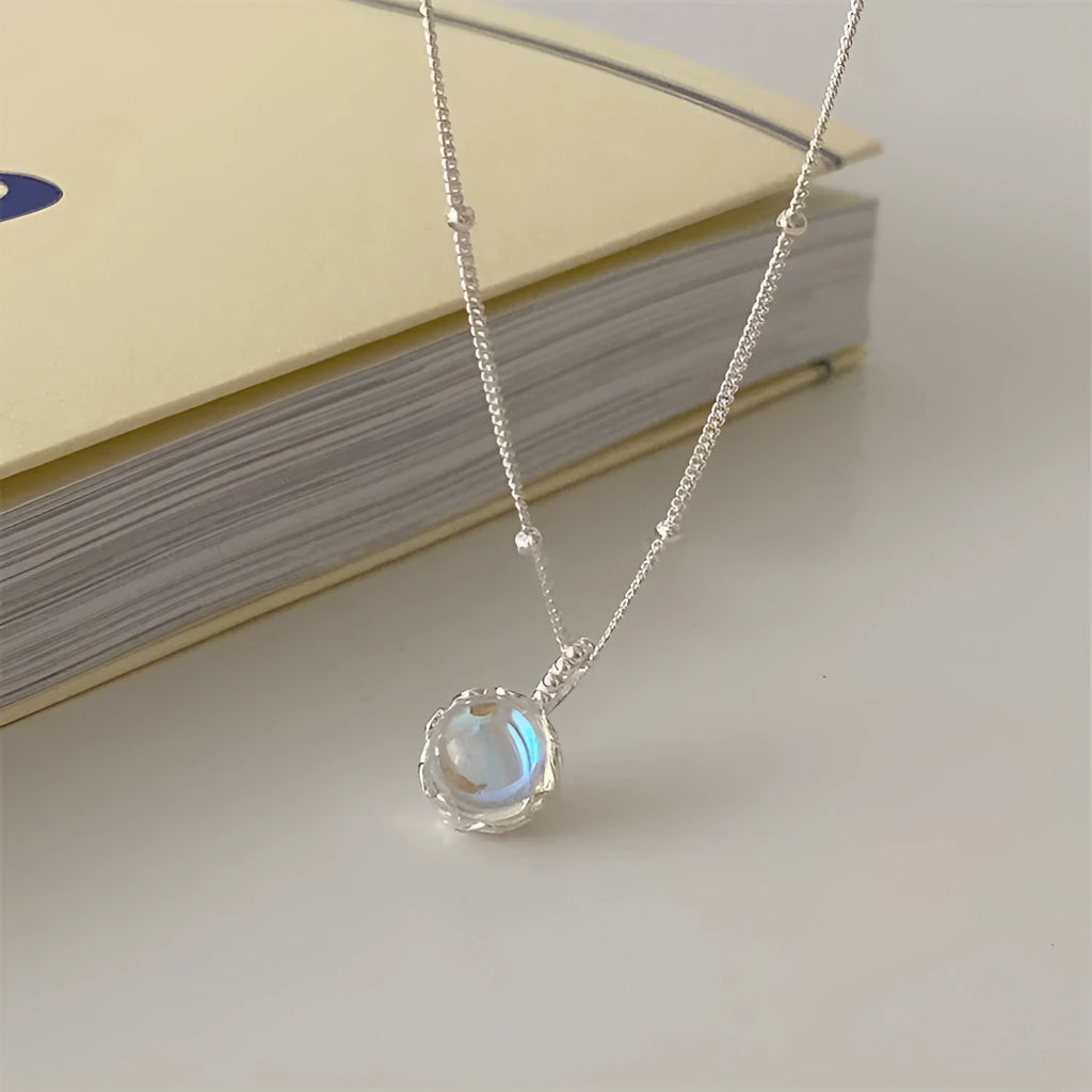 Silver geometry pendant necklace on curb chain with adjustable 41-50cm length