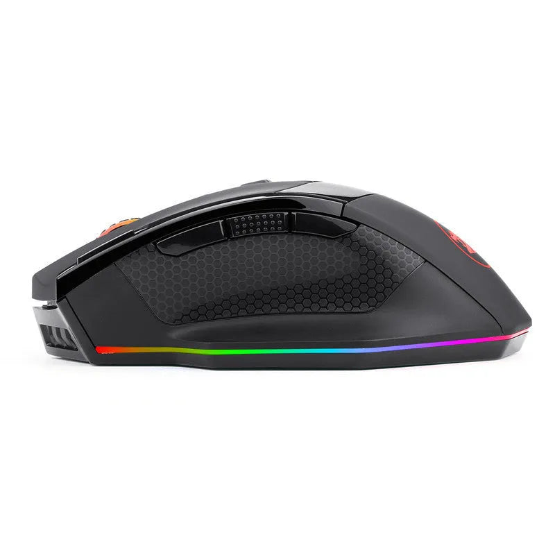 Redragon M801P black wireless gaming mouse with nine buttons and dual connectivity options