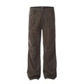 Men's loose straight-leg cotton trousers in brown with high-waist design and straight leg opening