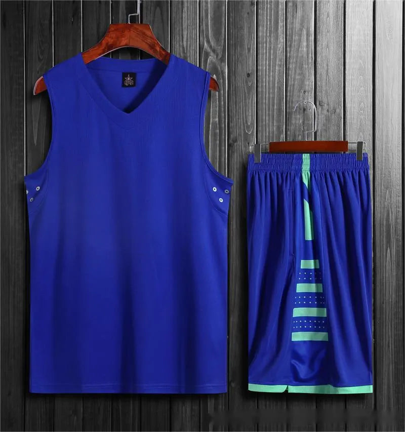 Black and white polyester basketball sports vest and matching pants for unisex training