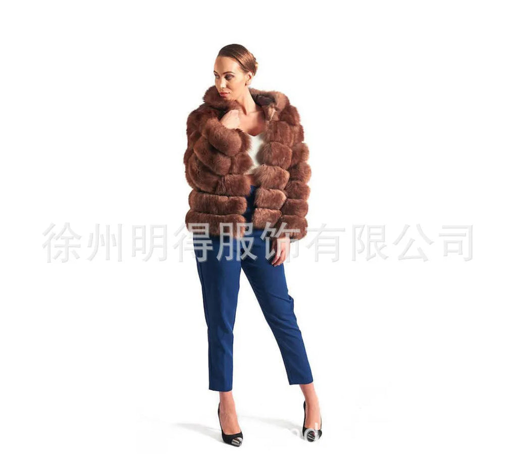 Women's loose-fitting artificial fur hooded coat in street fashion style