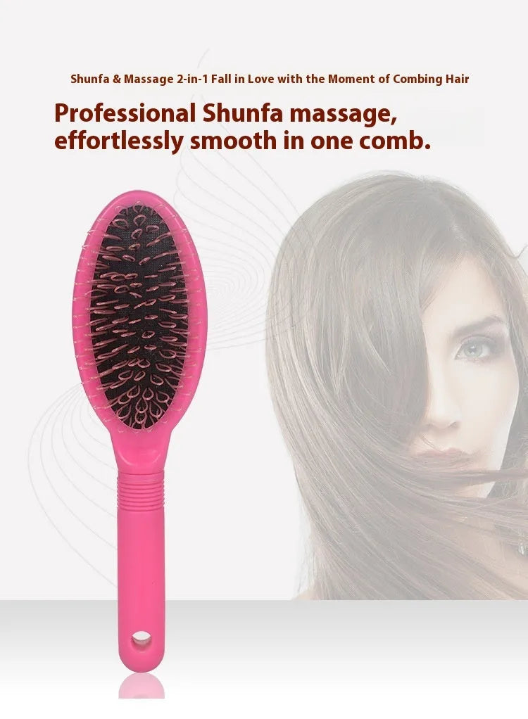 Black and pink ABS plastic ring tooth hair extension comb with airbag cushion base.