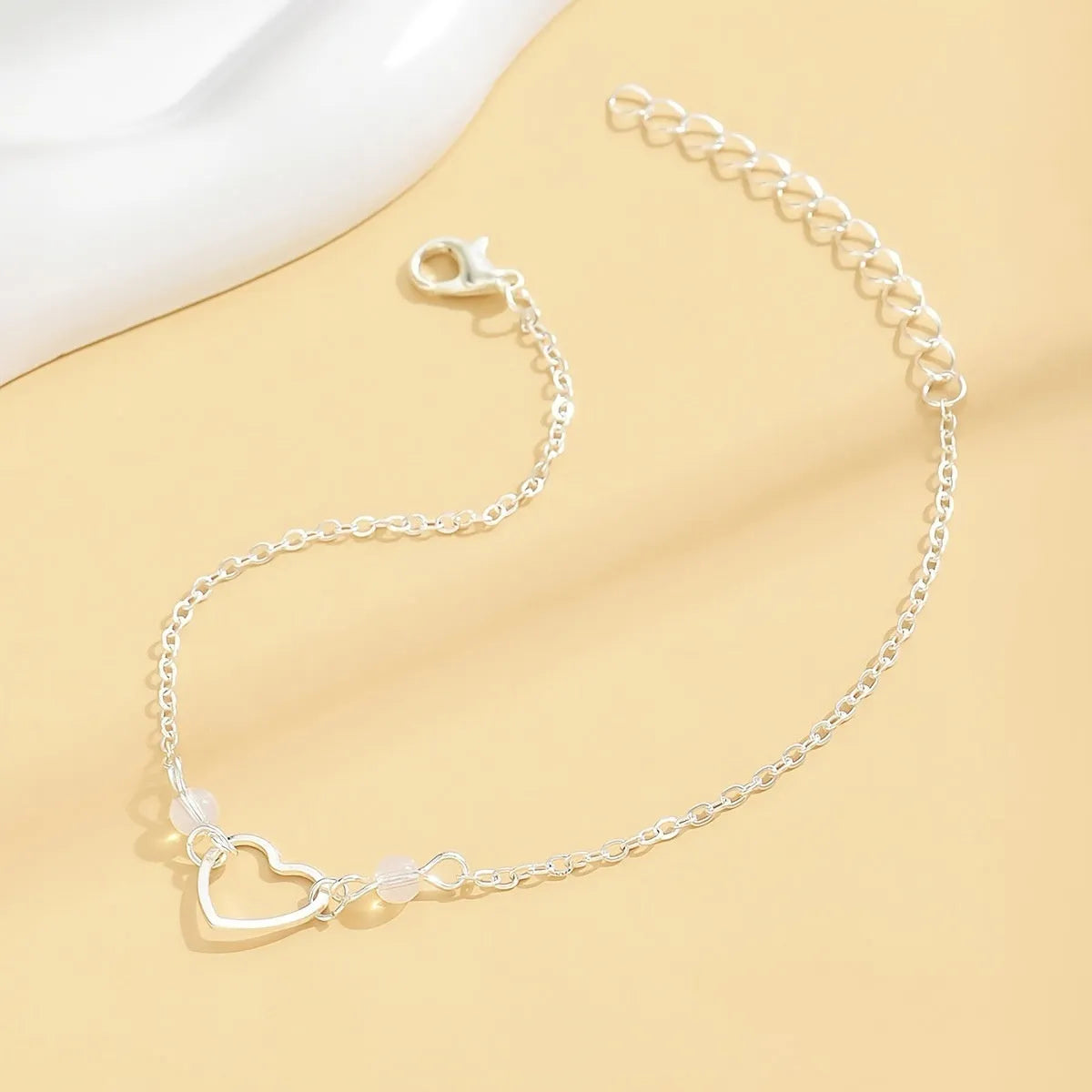 Adjustable heart pendant anklet in gold and silver alloy for women