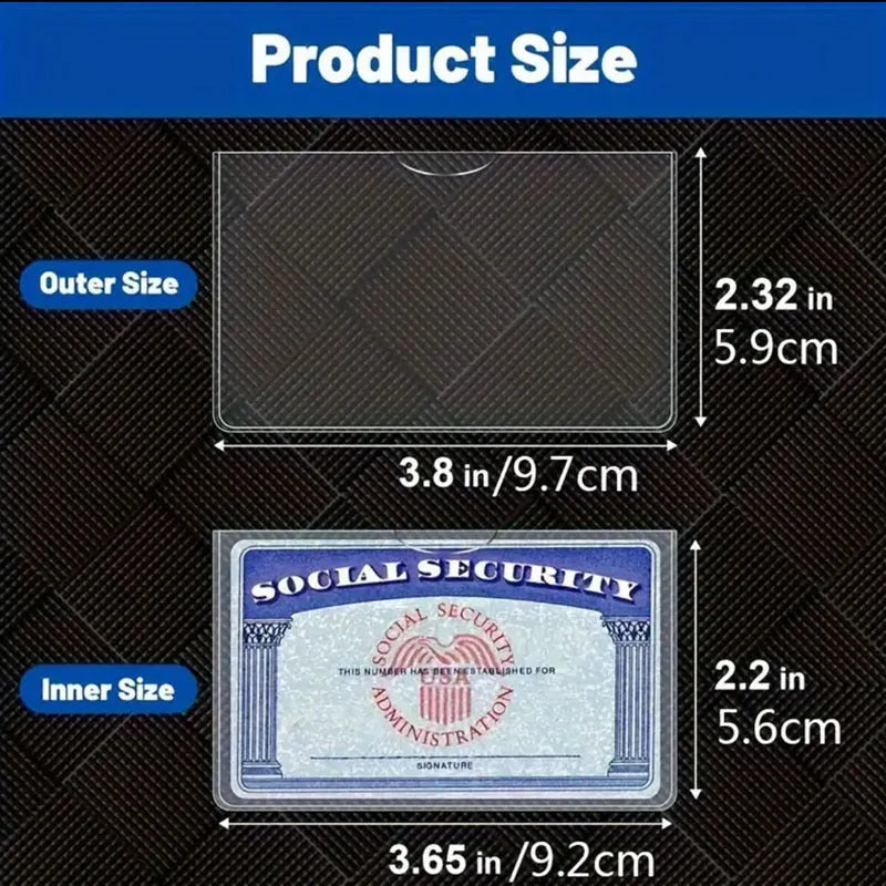 Clear transparent PVC social security card holder with waterproof cover