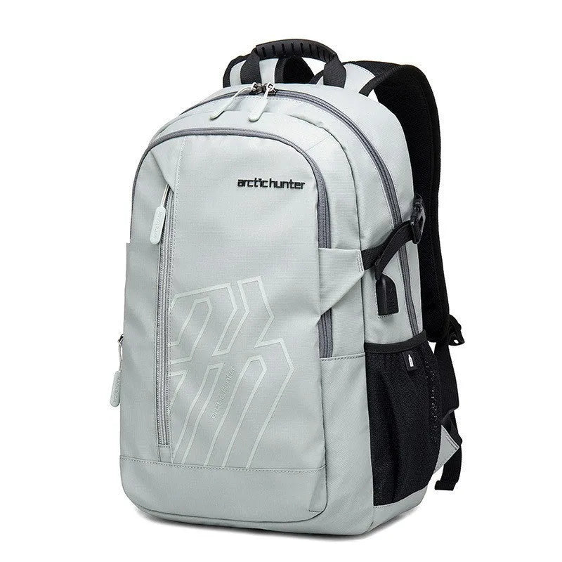 Casual plaid pattern computer backpack in four colours with curved shoulder strap and 18-inch laptop compartment