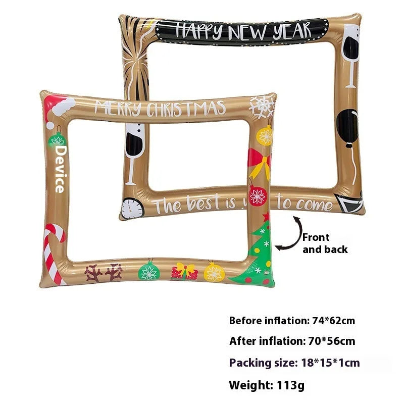 Christmas inflatable PVC photo frame for holiday pictures and interactive activities