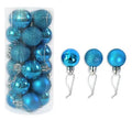 3cm diameter shiny and matte plastic Christmas baubles in gold, red, silver, and blue colours for tree decorating.