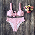 Solid colour polyester bikini set in European American style