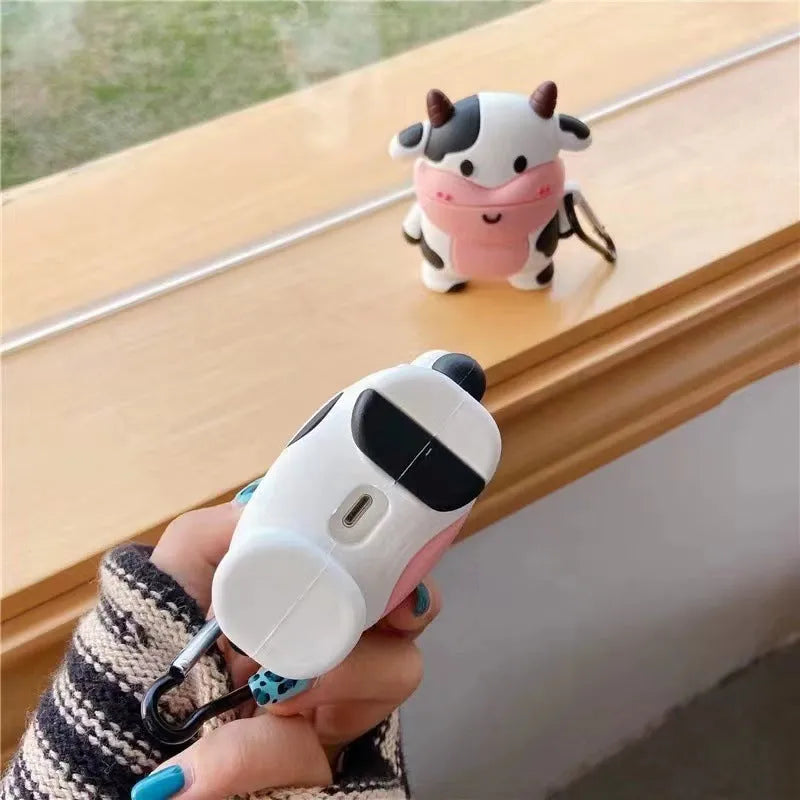 Cute cow cartoon silicone protective case for Apple AirPods charging case