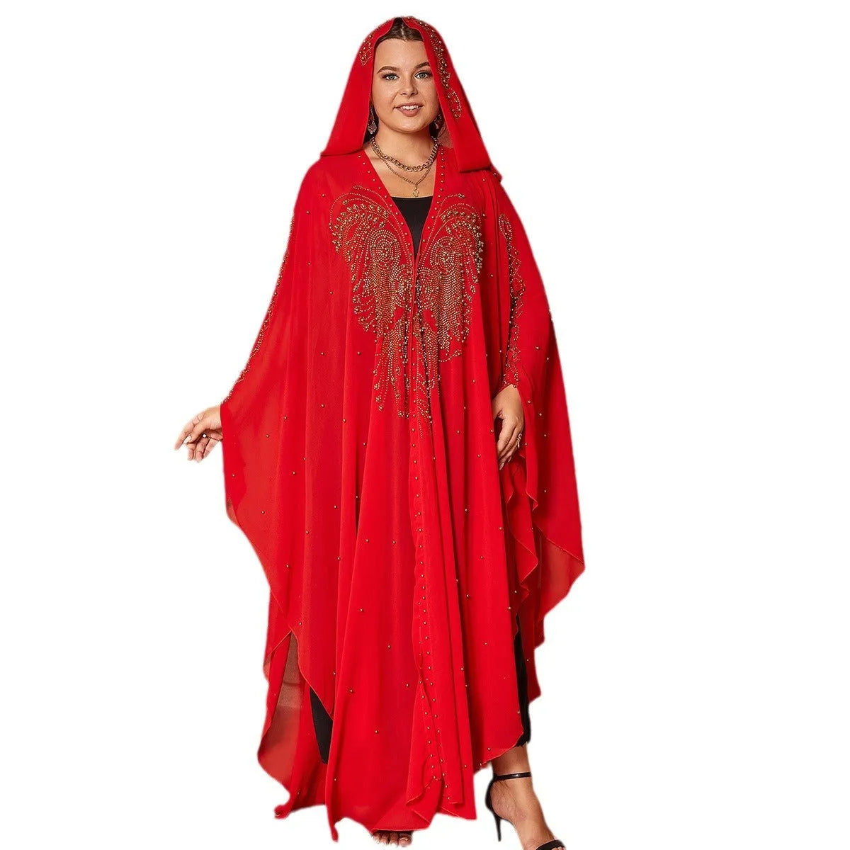 Muslim style chiffon shawl with rhinestone beading in multiple colour options