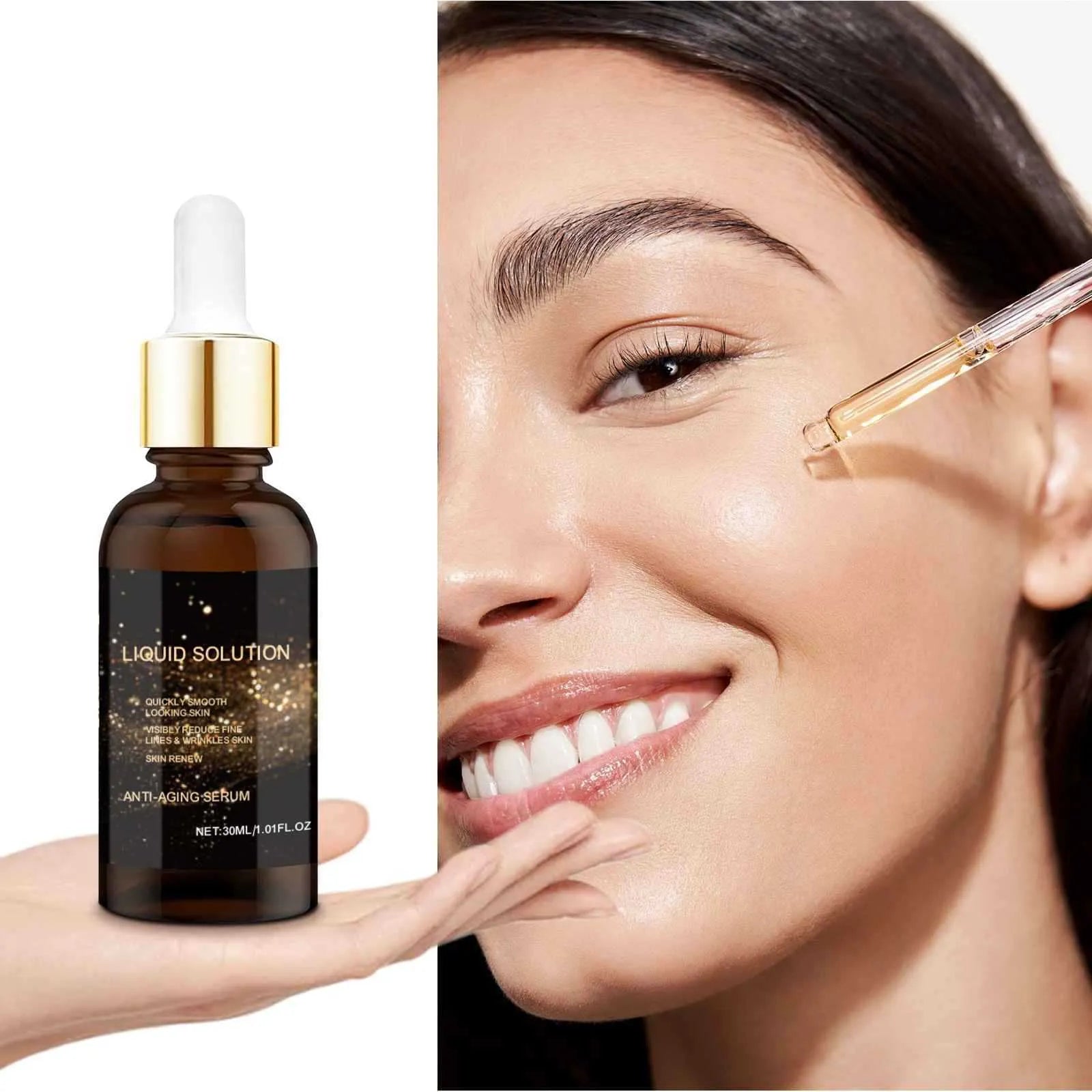30ml facial liquid moisturiser bottle with hyaluronic acid formula