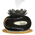Pure black Lotus aromatherapy humidifier with USB port and mist outlet