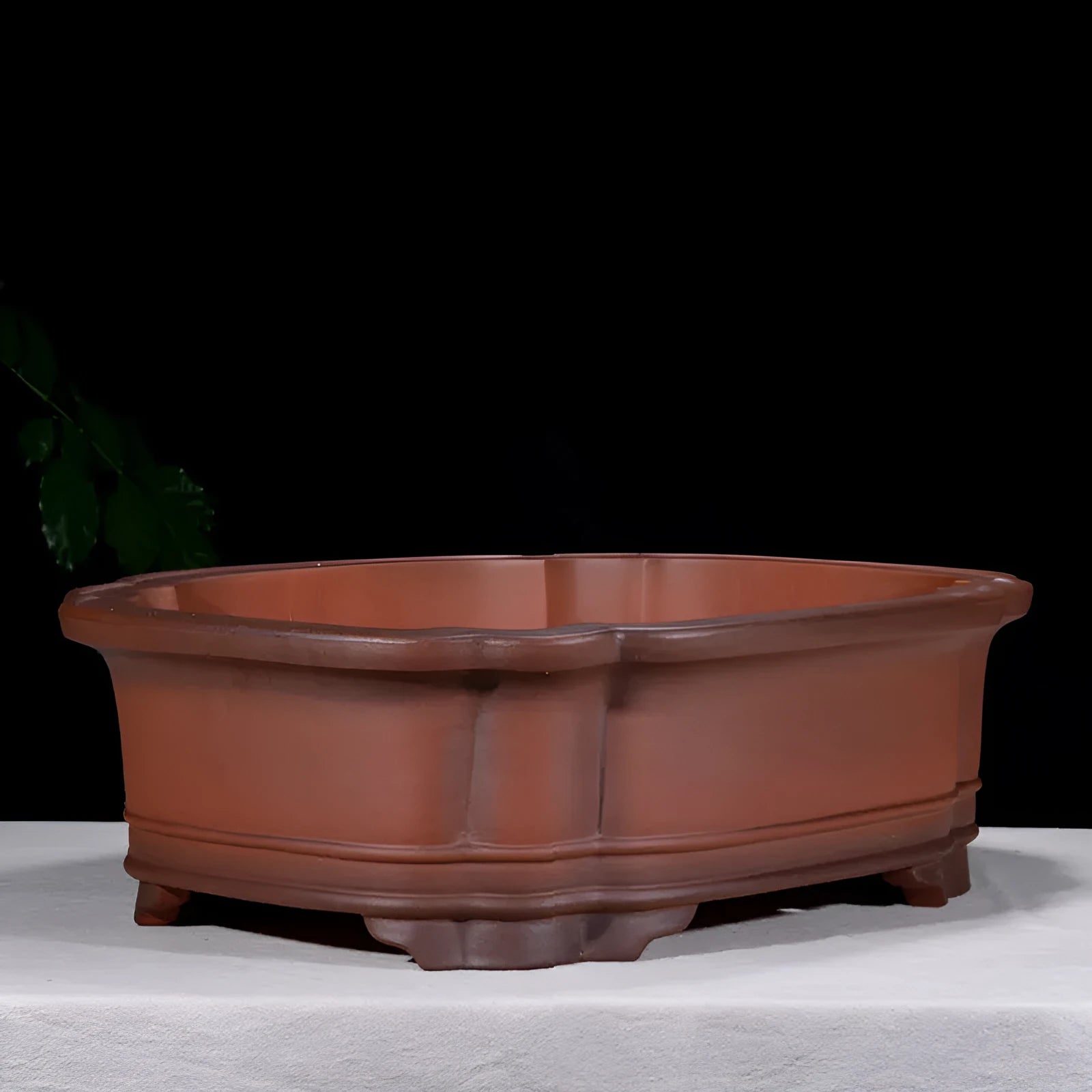 Large rectangular antique finish purple clay flowerpot for bonsai and large plants.