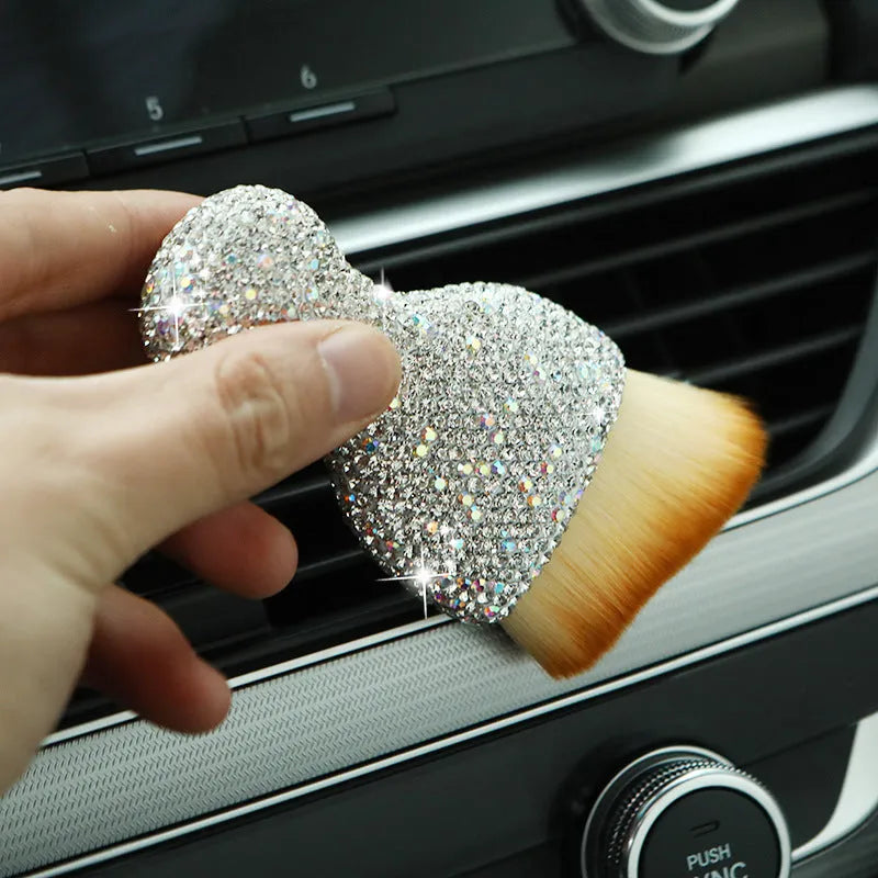 PVC car interior cleaning brush in white colour for dashboard and vent dust removal measuring 10cm long