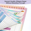 B5 size spiral bound budget tally book with a PP cover, open on a table.