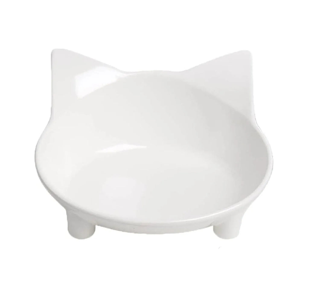 Shallow black melamine cat bowl with non-slip rubber base for whisker fatigue reduction