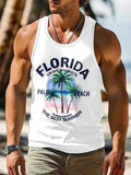 Man wearing a solid-colour 3D printed sleeveless vest in a Hawaiian style.