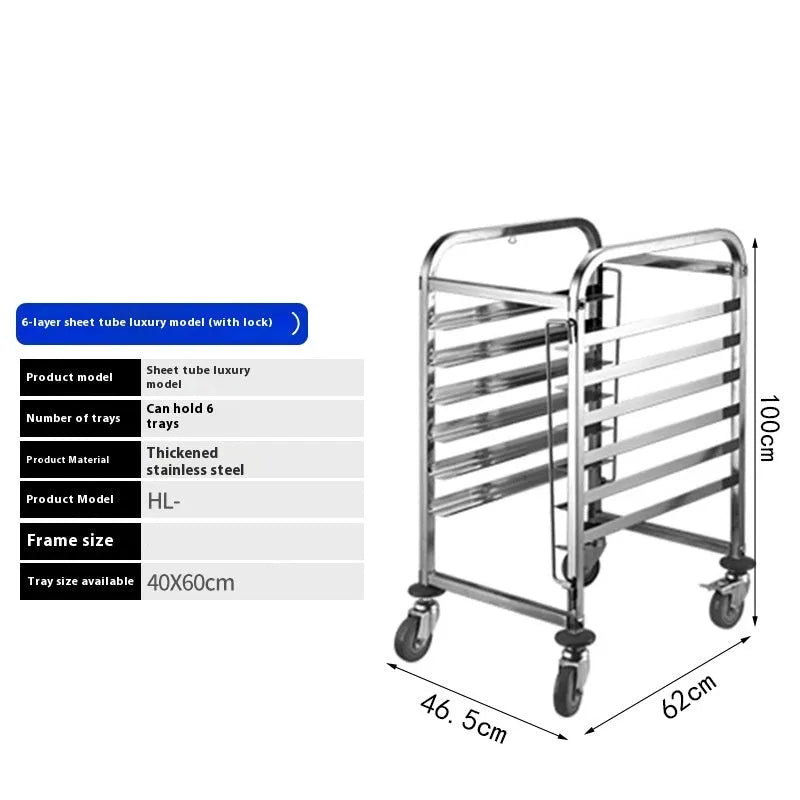 Stainless steel 6-layer cake bread tray rack with 40x60cm tray dimensions