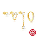 S925 sterling silver geometric clover petal earrings with electroplated gold finish