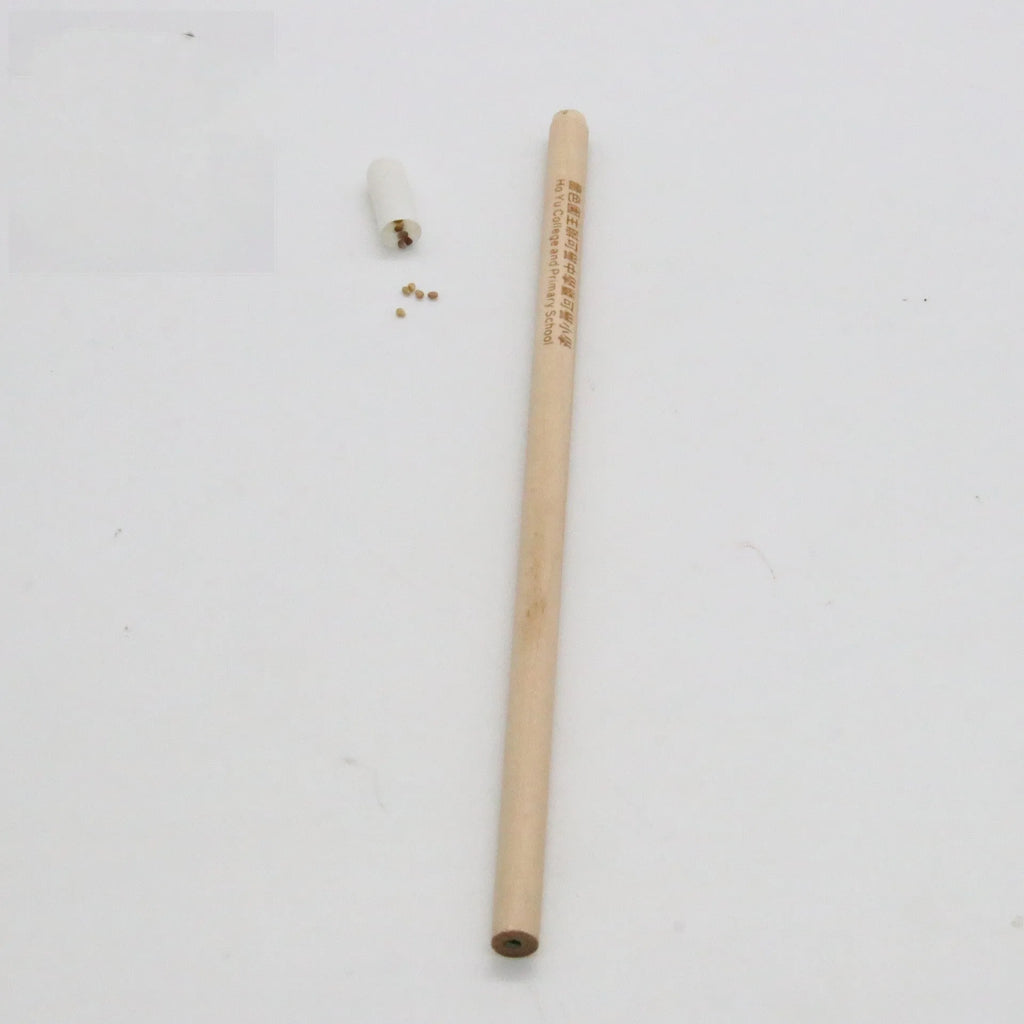 Seed pencil with degradable plant capsule containing herb, flower, or vegetable seeds