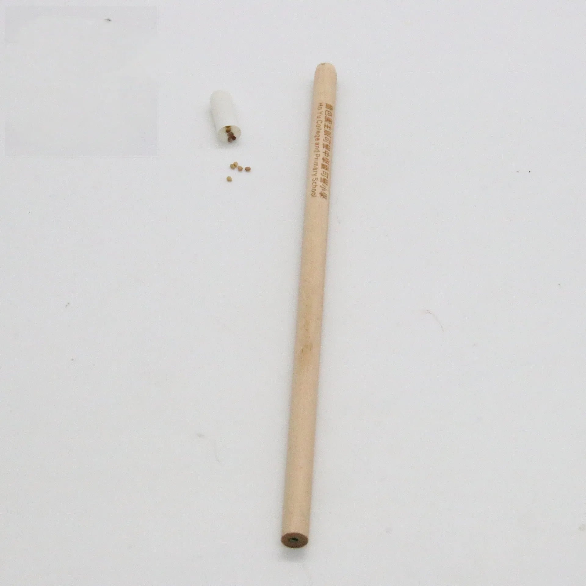Seed pencil with degradable plant capsule containing herb, flower, or vegetable seeds