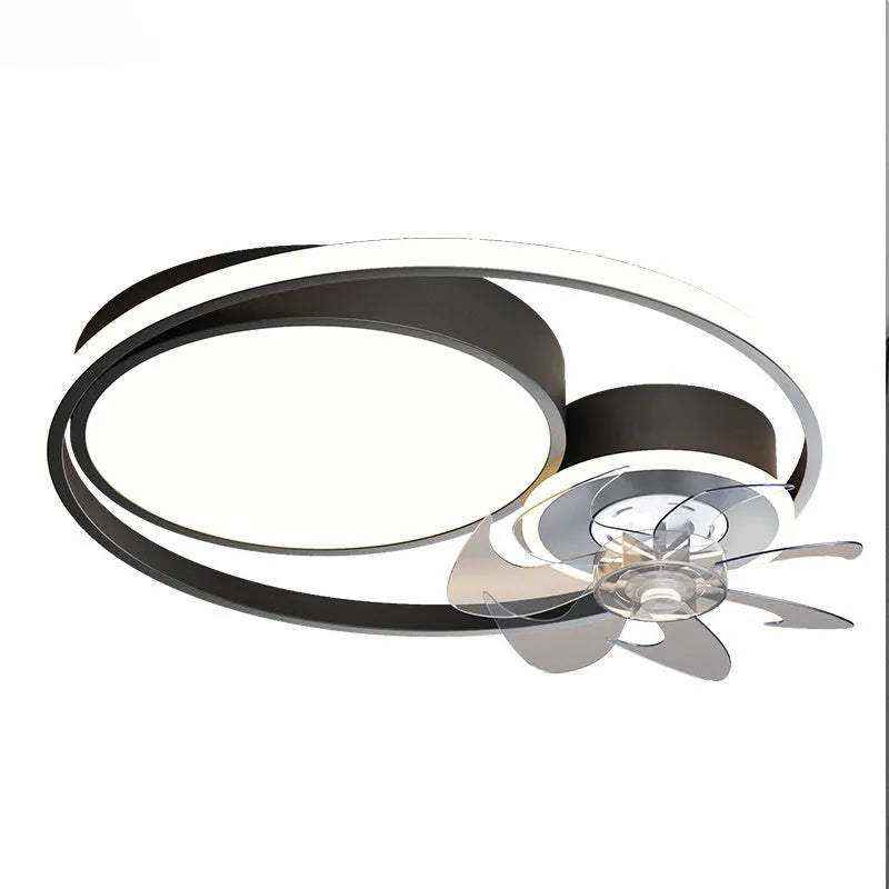 Nordic style 48cm ceiling fan with integrated light in black or gold finish